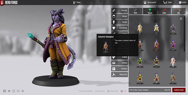 Hero Forge color theme options